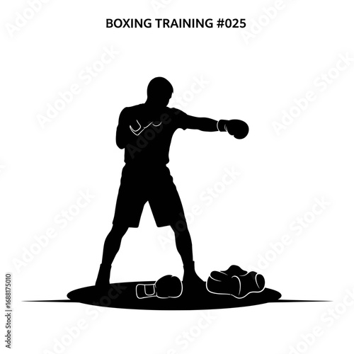 Dynamic boxer in silhouette practicing punches with intensity, showcasing power and dedication in athletic training