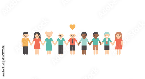Diverse group of children holding hands symbolizing unity and friendship, suitable for educational materials, social projects, or promoting inclusivity and diversity initiatives.