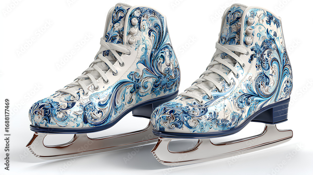 Ornate Ice Skates, isolated on white background Stock Illustration Ornate Ice Skates, isolated on white background Stock Illustration