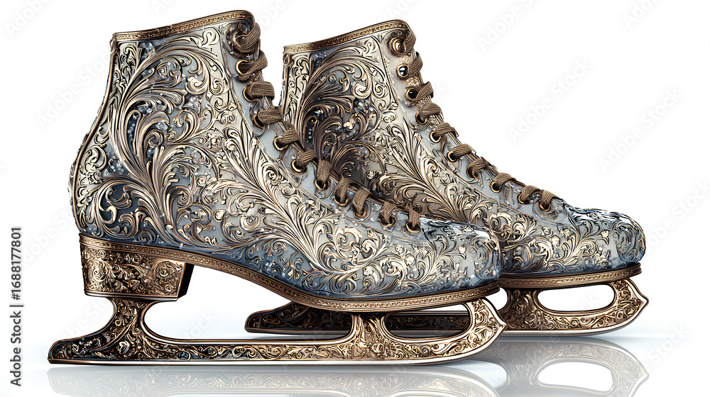 Ornate Ice Skates, isolated on white background Stock Illustration Ornate Ice Skates, isolated on white background Stock Illustration