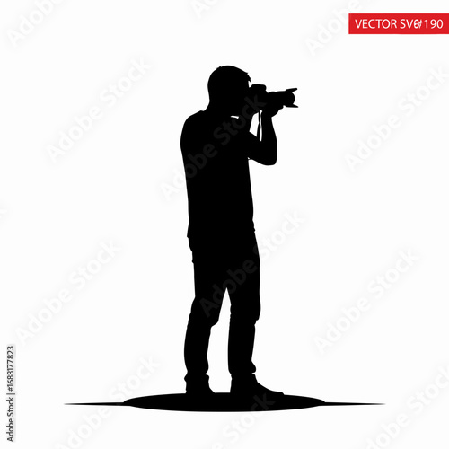 Capturing the Moment Professional Photographer Silhouetted Taking Picture with Camera Action Focus Outdoor Scene