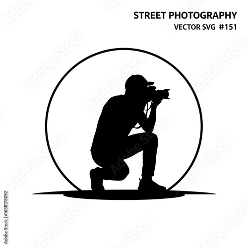 Dynamic silhouette captures a photographer expertly framing a shot, embodying artistic vision and the pursuit of the perfect moment
