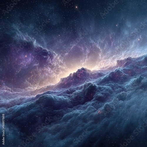 Cosmic clouds of nebulae, vibrant hues
