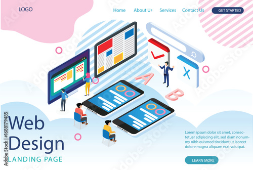 Web Landing Modern Isometric Online Auction Illustration, Web Banners, Suitable for Diagrams, Infographics, Book Illustration, Game Asset, And Other Graphic Related Assets