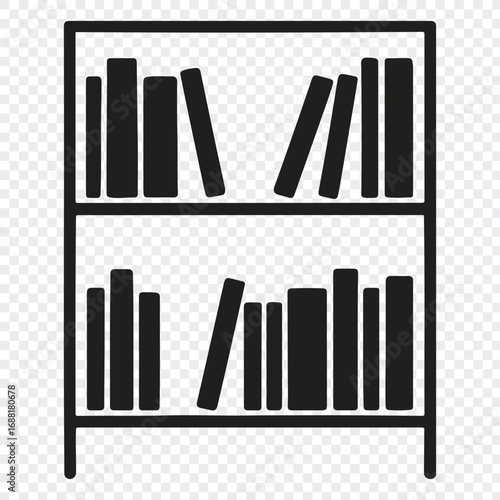 Minimalist Bookshelf Silhouette Illustration – Black and White Library Icon for Education, Reading, and Interior Design Concepts and business, icon, graph, illustration, vector, symbol, market, 