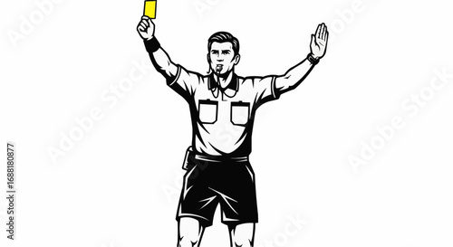 Soccer Referee Showing Yellow Card
