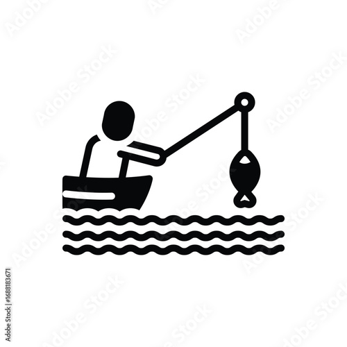 Black solid icon for fishing