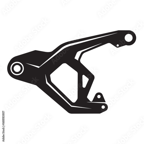 black and white silhouette of Motorcycle Swing Arm vector on white background