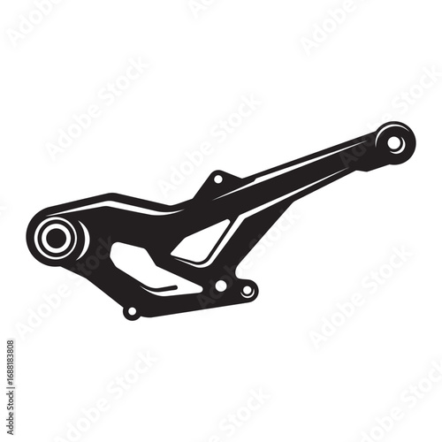 black and white silhouette of Motorcycle Swing Arm vector on white background