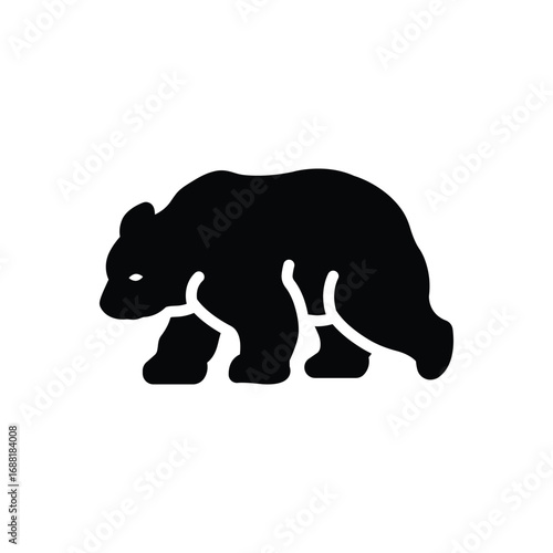 Black solid icon for grizzly bear