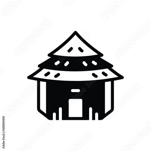 Black solid icon for hut