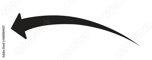 Dynamic curved arrow pointing left, perfect for website navigation, design elements, or directional cues