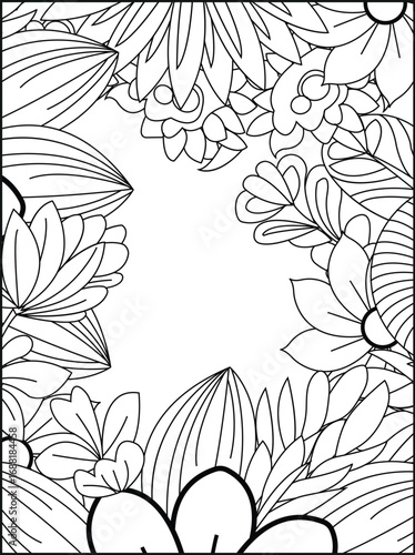 Wallpaper Mural Detailed outline floral border frame for coloring pages and artistic projects white background Torontodigital.ca