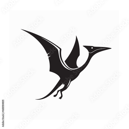Flying Pterodactylus Silhouette Logo Vector Design on white background