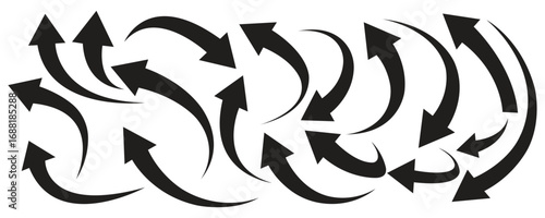 Dynamic set of black arrows indicating direction, flow, movement, and choices for design needs