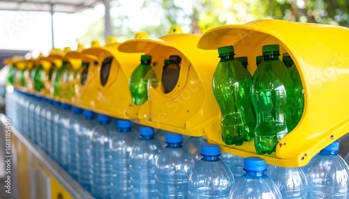 Wallpaper Mural Plastic bottles in yellow receptacles Torontodigital.ca