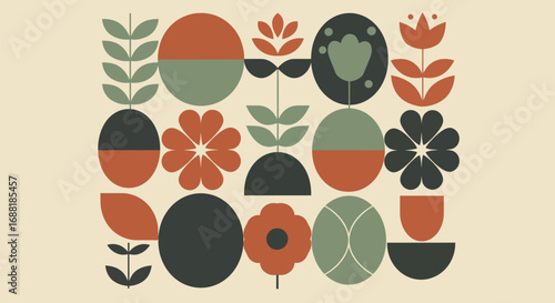 Creative Floral Patterns, Graphic Design, Modern Aesthetic, Digital Artwork, Colorful Background, Abstract Composition