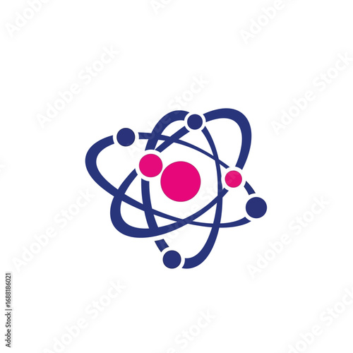 Atom Structure Illustration Depicting Scientific Concepts with Orbiting Electrons for Education & Research, on a clean white backdrop
