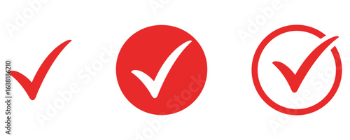 Red checkmark symbols representing approval, success, and confirmation on a white background