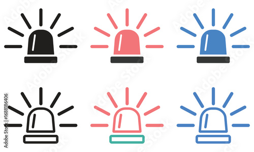 Emergency vehicle sirens in various colors, perfect for urgent safety alerts and warnings