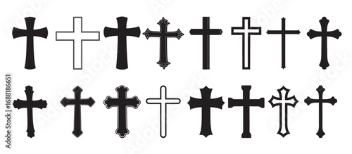 cross signs silhouette white background