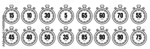 Set Minute Count Stopwatch Vector Icon