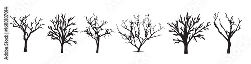  dead and dry tree silhouettes collection set illustration