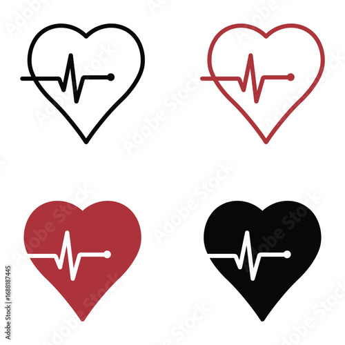 Modern medical heart symbols showcasing health, wellness, and cardiology concepts elegantly