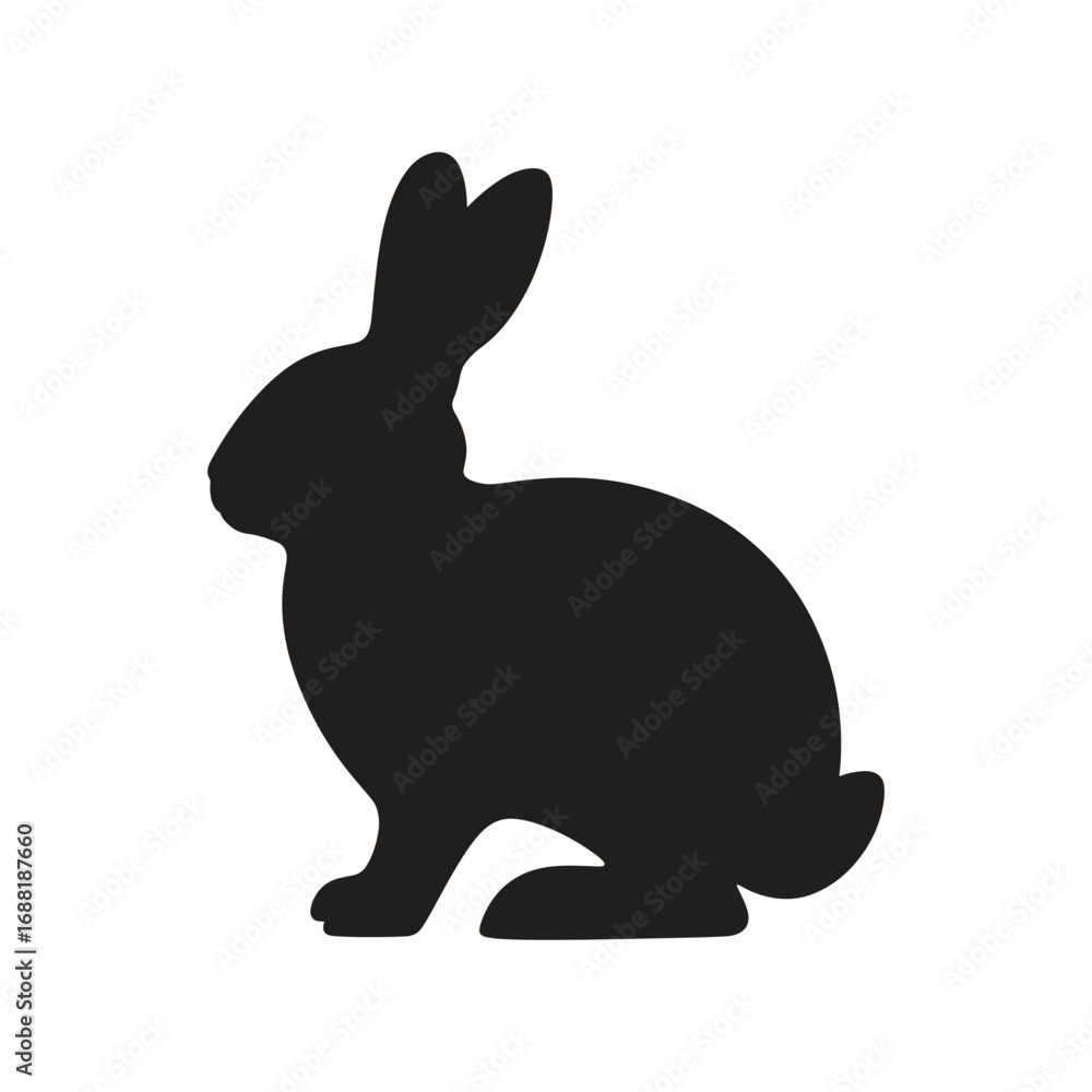 Fototapeta premium Elegant black rabbit silhouette perfect for creative design, Easter, or children's projects