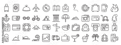 travel and vacation icons set vector illustration