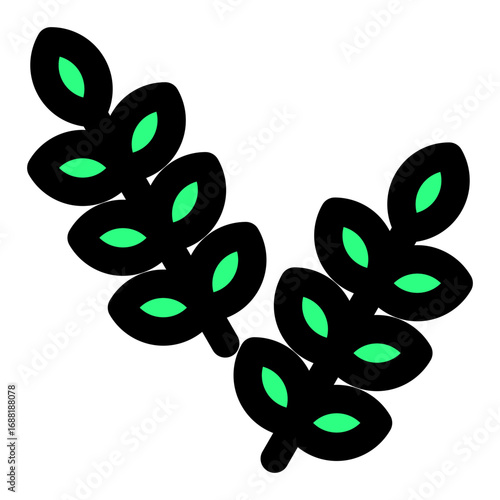 Wheat Ear Outline Color Green Icon