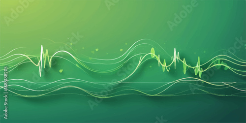 Abstract green and blue vector wave pattern background design for a spring nature banner