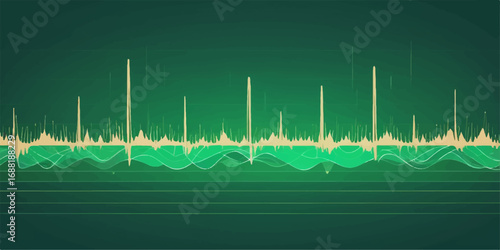 Abstract green pulse wave of an electrocardiogram