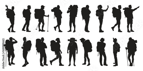 backpacker silhouettes set