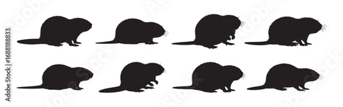 beaver silhouette white background vector