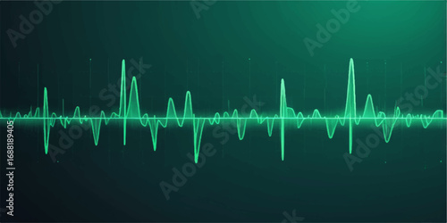 Healthy human heart rate pulse medical EKG cardiogram wave on a monitor screen