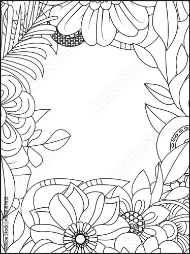 Artistic floral border design for creative projects and decor white background