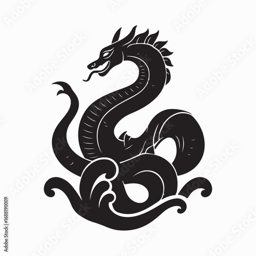 Hydra Mythological Serpentine Water Dragon Monster Vector Illustration Art