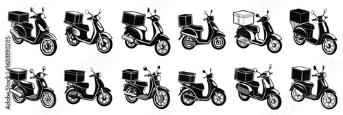 delivery scooter bike motorcycle courier silhouette