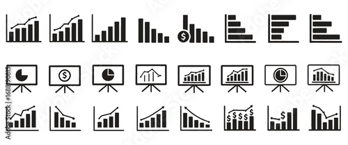 Analyze financial data using these modern business chart icons for professional presentations and reports