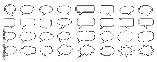 Variety of speech bubbles for expressing thoughts, conversations, and ideas in modern communication designs