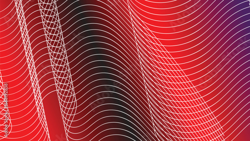 Red abstract vector background with wavy lines and decorative patterns