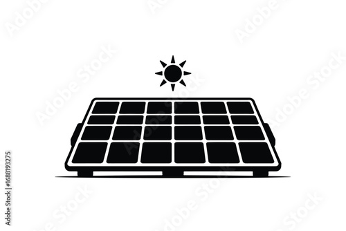 Silhouette of a solar panel capturing sunlight for renewable energy