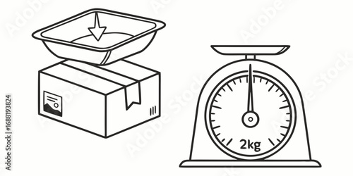 Measuring the weight of a package using a kitchen scale and a tray