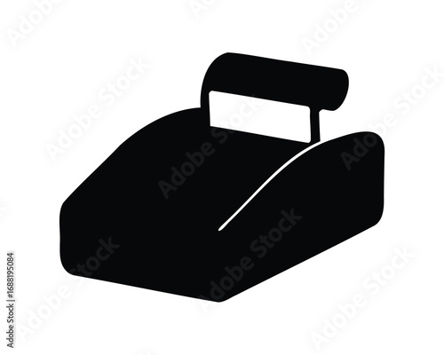 Silhouette of a classic vintage cash register on a white background