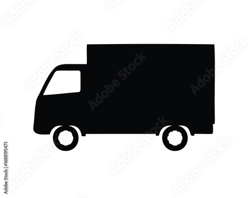 Silhouette of a box truck for delivery or transportation services vector illustration
