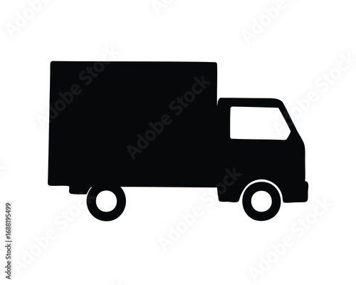 Silhouette of a compact delivery truck isolated on white background image