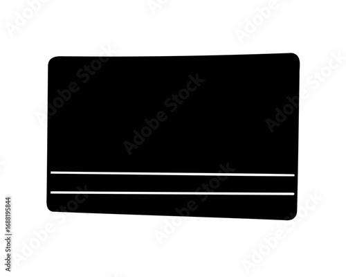 Black rectangle shape with rounded corners and two white lines at the bottom