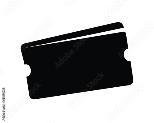 Minimalist black and white silhouette of a ticket stub, indicating an event