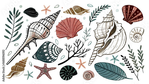 Wallpaper Mural sea shells on white background Torontodigital.ca